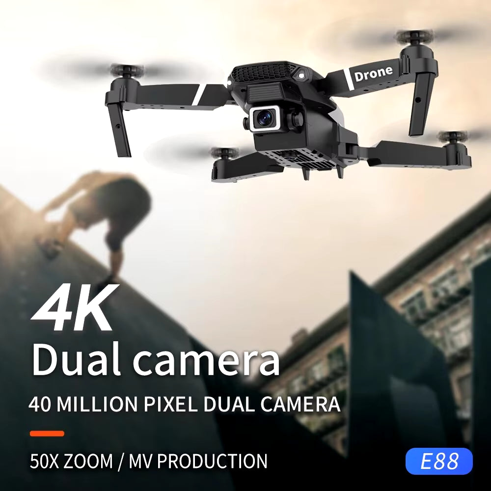 KDBFA E88 Pro 2024 WiFi FPV Drone with 4K HD Camera - Foldable Quadcopter for Stunning Aerial Shots - Perfect Gift for Adventurers!