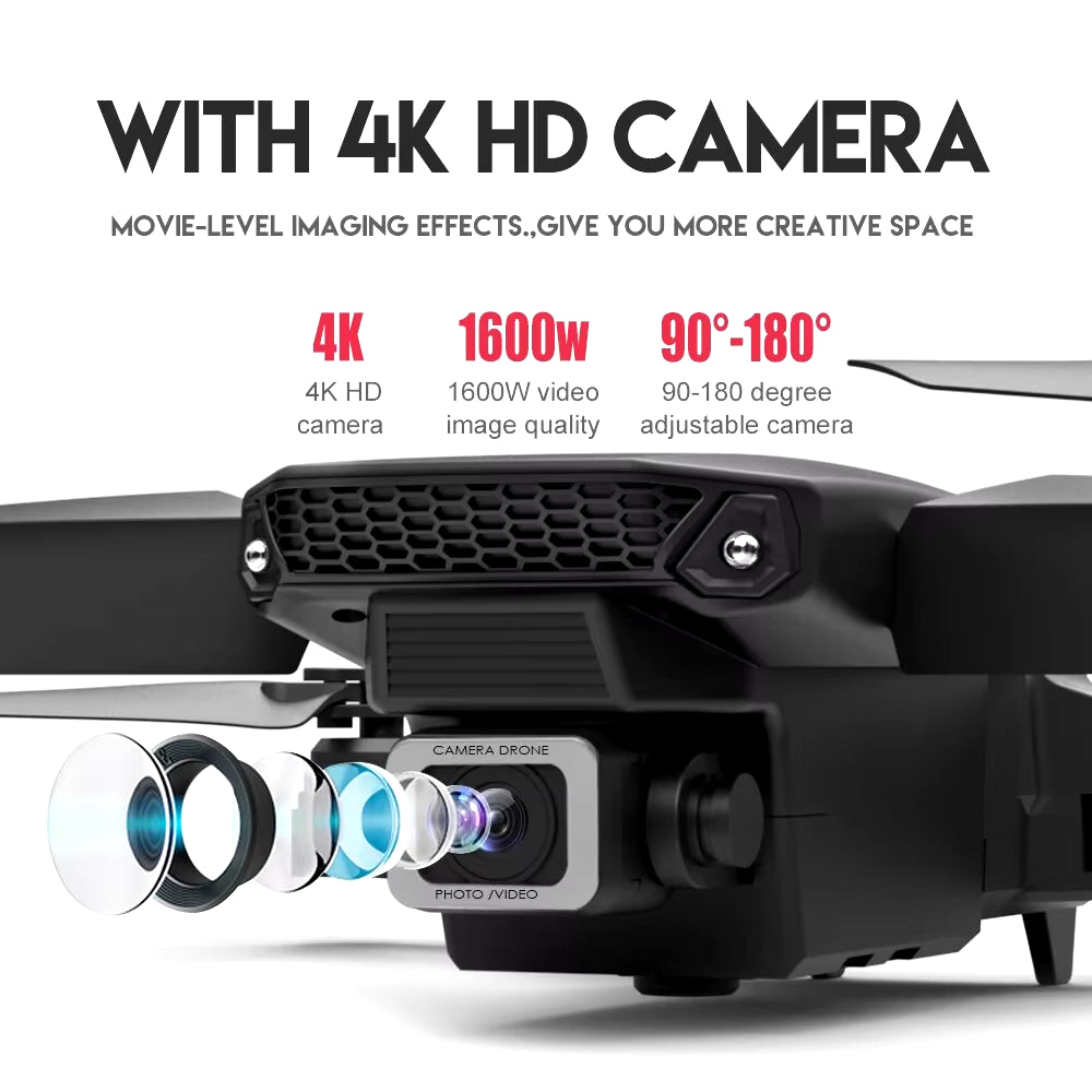 KDBFA E88 Pro 2024 WiFi FPV Drone with 4K HD Camera - Foldable Quadcopter for Stunning Aerial Shots - Perfect Gift for Adventurers!