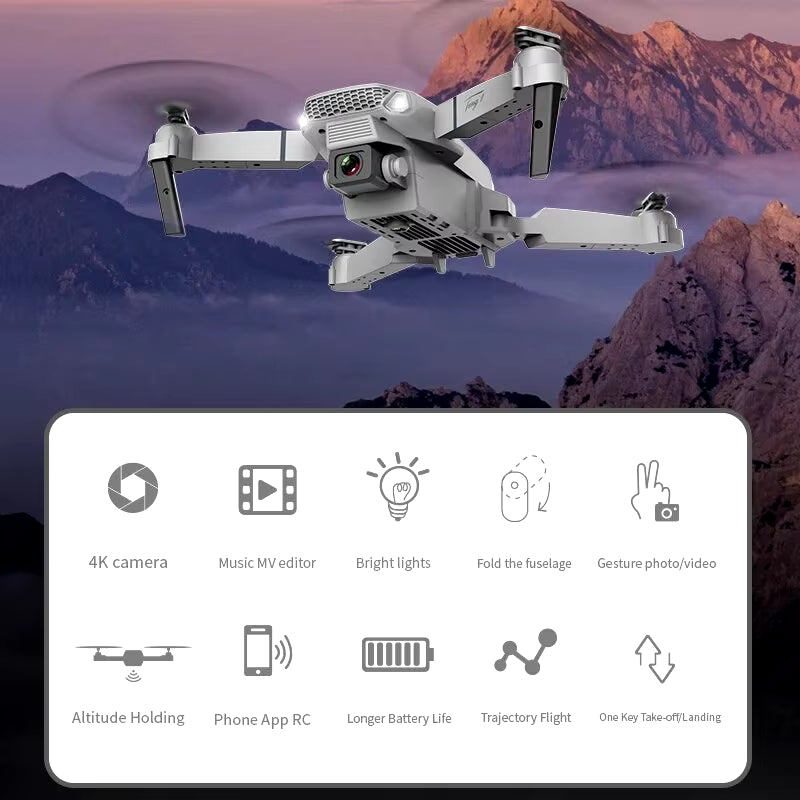 KDBFA E88 Pro 2024 WiFi FPV Drone with 4K HD Camera - Foldable Quadcopter for Stunning Aerial Shots - Perfect Gift for Adventurers!